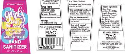 Image Description (Girls Rule The World Antibacterial Hand Sanitizer Cotton Candy Scented 30 mL 65vv)